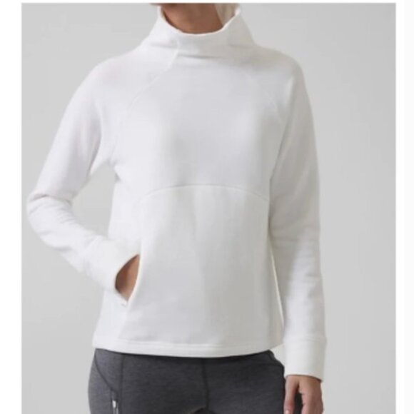 Athleta Altitude Polartec Funnel Neck Sweatshirt, White, Small - Picture 1 of 9